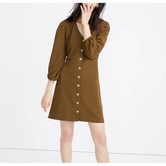 Madewell Dresses & Skirts - Madewell Texture & Thread Olive Green Button Dress